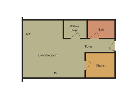 Floor plan for studio, 1 bath, 510 sqft